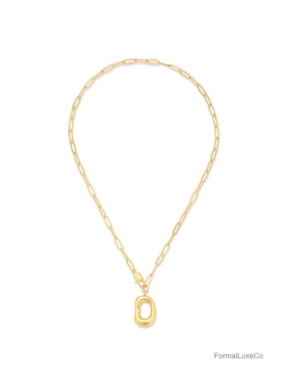 14K Gold Plated Pendant Necklace Paperclip Chain Statement Trendy